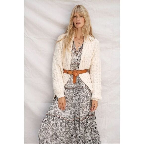 NEW Anthropologie Rashida Ivory Longline Open Front Cardigan Sweater X-Small - Picture 1 of 8
